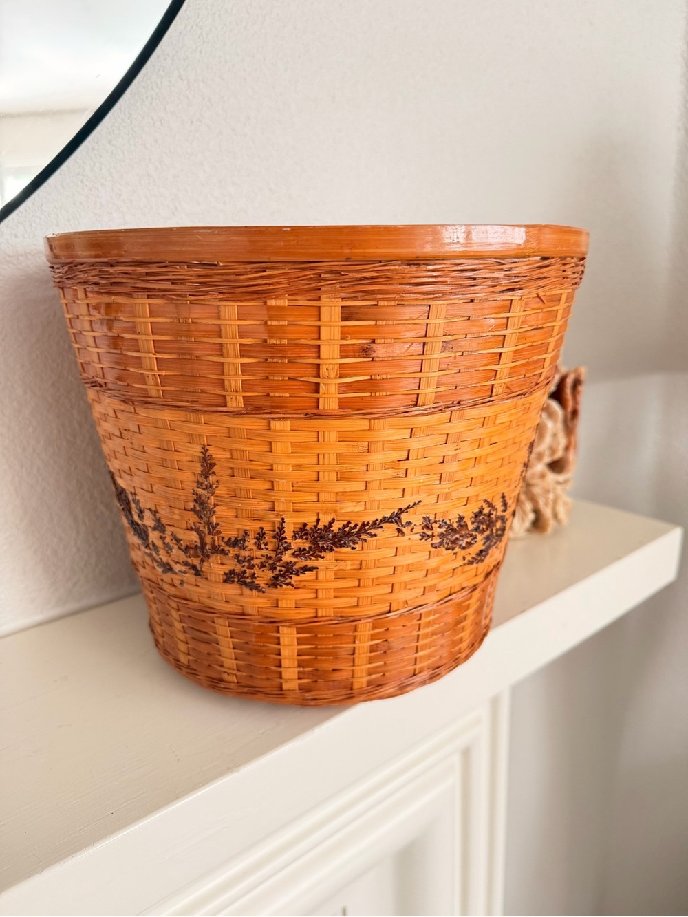 Vintage Woven Wicker Basket Planter Boho Rustic Farmhouse Decor